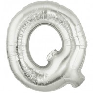 Q bogstav sølv folie ballon 40"/90cm (uden helium)